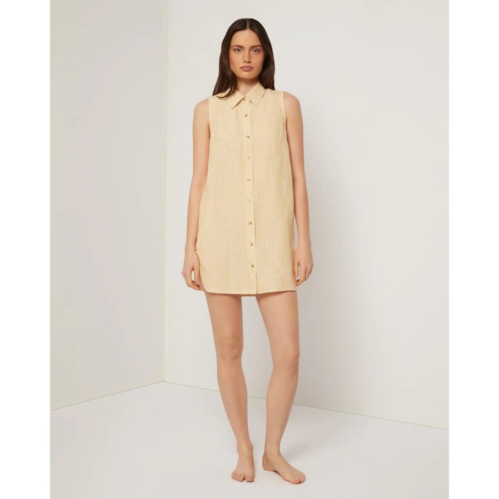 Onia $225 Air Linen Sleeveless Shirtdress NEW WITH TAGS